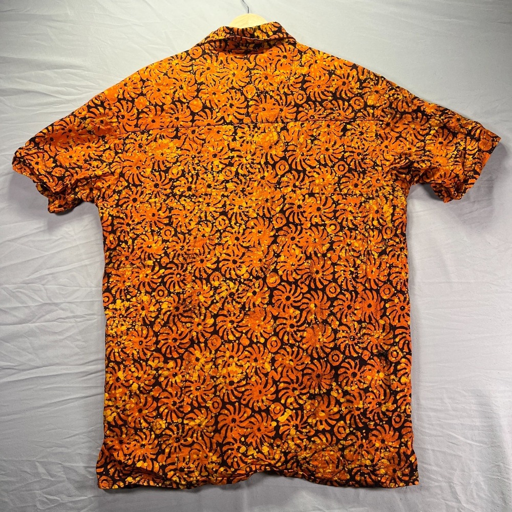 True Vintage Button Up Shirt Men Large Orange Handmade Autumn Fall Halloween 70s - Picture 6 of 8
